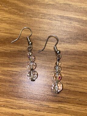 Clear Crystal Bead Drop Earrings